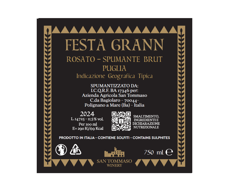 "Festa Grann" - Spumante Brut - Metodo Charmat - Rosato IGT Puglia