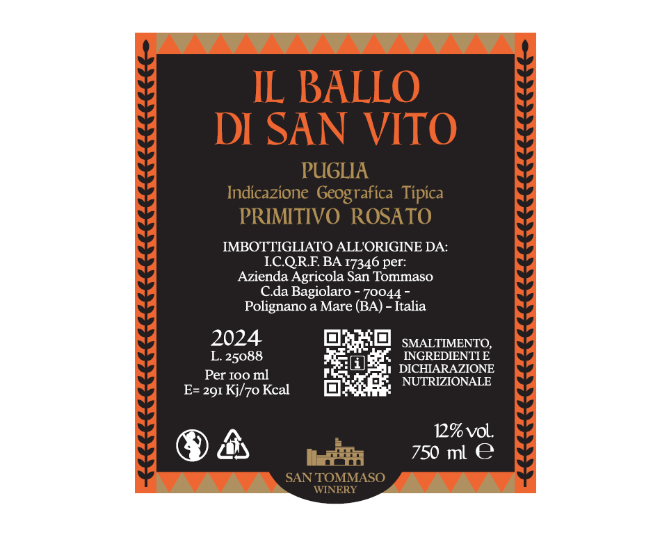 "Il ballo di San Vito" - Rosato di Primitivo IGP Puglia