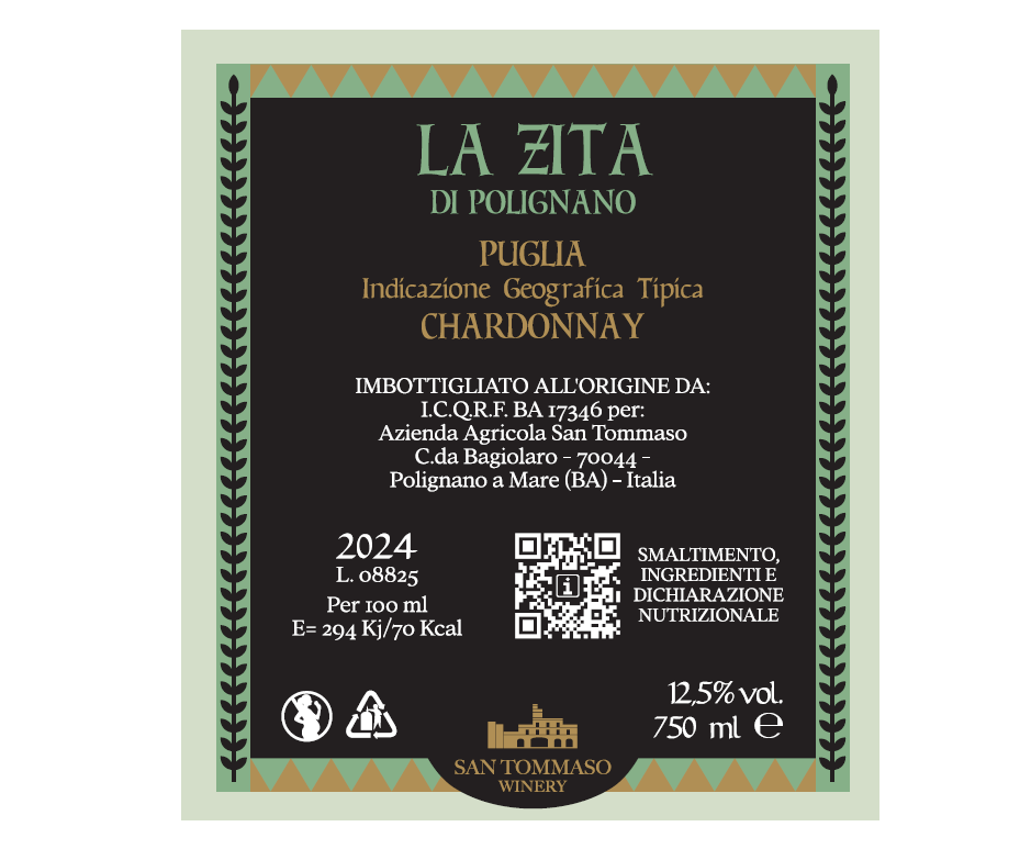 "La Zita di Polignano" - Bianco Chardonnay IGT Puglia